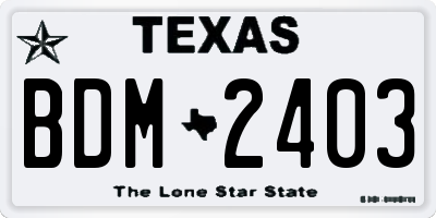 TX license plate BDM2403