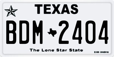 TX license plate BDM2404