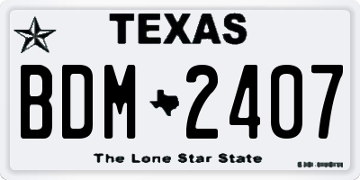 TX license plate BDM2407