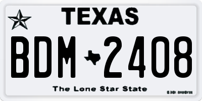 TX license plate BDM2408