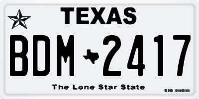 TX license plate BDM2417