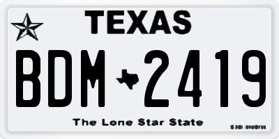 TX license plate BDM2419