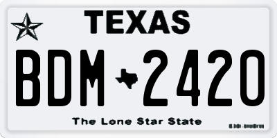 TX license plate BDM2420
