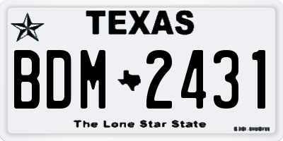 TX license plate BDM2431