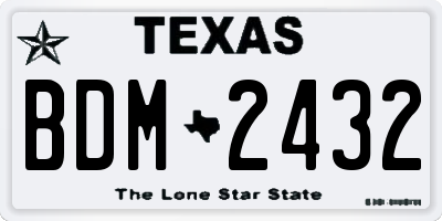 TX license plate BDM2432