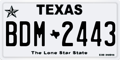 TX license plate BDM2443