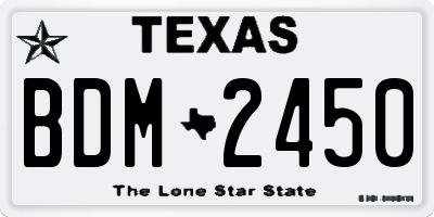 TX license plate BDM2450