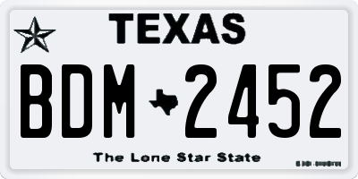 TX license plate BDM2452