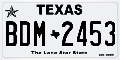 TX license plate BDM2453