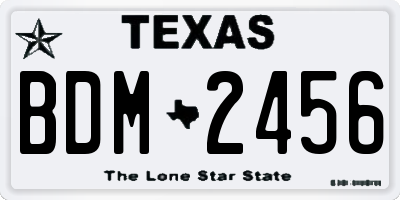 TX license plate BDM2456