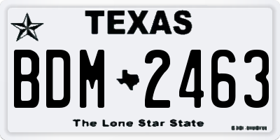 TX license plate BDM2463