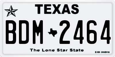 TX license plate BDM2464