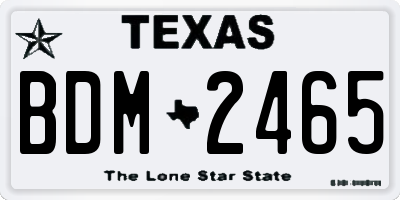 TX license plate BDM2465