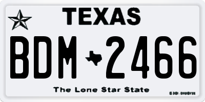 TX license plate BDM2466
