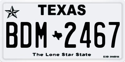 TX license plate BDM2467