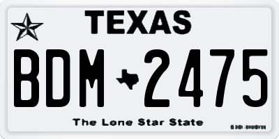 TX license plate BDM2475