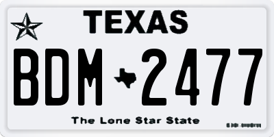 TX license plate BDM2477