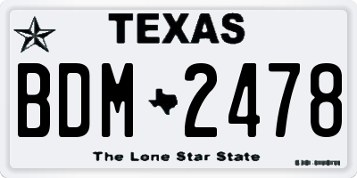 TX license plate BDM2478