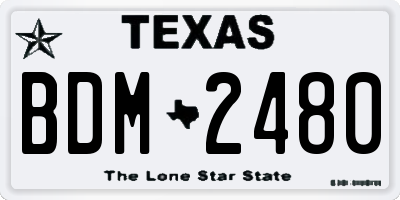 TX license plate BDM2480
