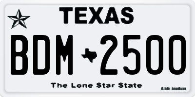TX license plate BDM2500