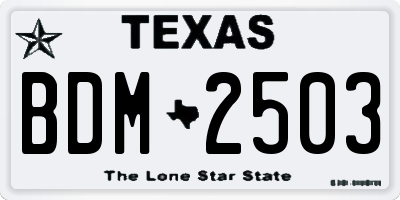 TX license plate BDM2503