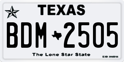 TX license plate BDM2505