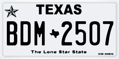 TX license plate BDM2507