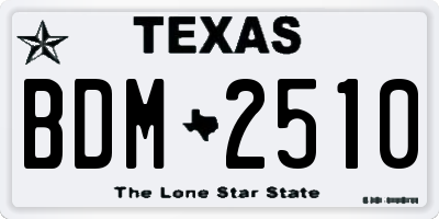 TX license plate BDM2510