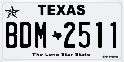 TX license plate BDM2511