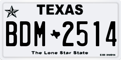 TX license plate BDM2514