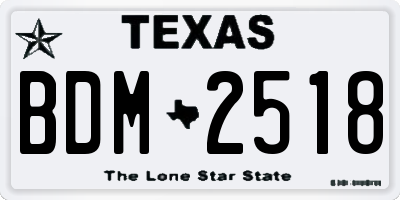 TX license plate BDM2518