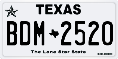TX license plate BDM2520