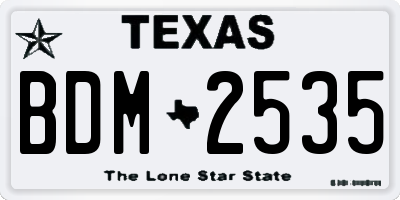 TX license plate BDM2535