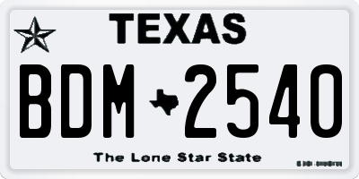 TX license plate BDM2540