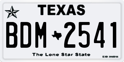 TX license plate BDM2541