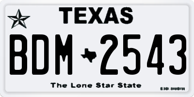 TX license plate BDM2543