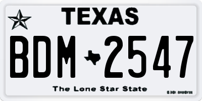 TX license plate BDM2547