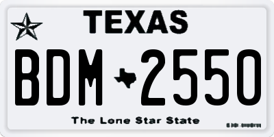 TX license plate BDM2550
