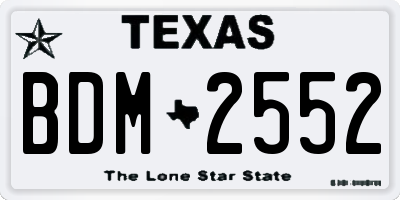 TX license plate BDM2552
