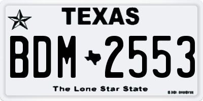 TX license plate BDM2553