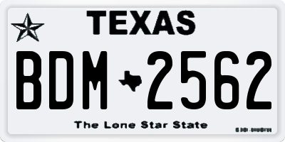 TX license plate BDM2562