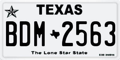 TX license plate BDM2563