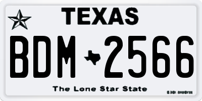 TX license plate BDM2566