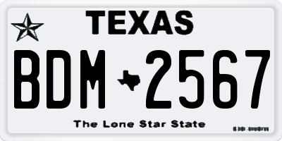 TX license plate BDM2567