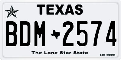 TX license plate BDM2574