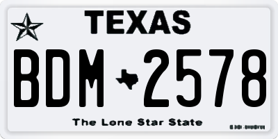 TX license plate BDM2578