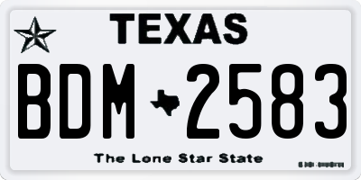 TX license plate BDM2583