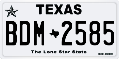 TX license plate BDM2585