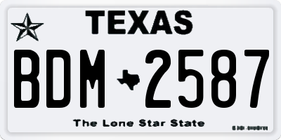 TX license plate BDM2587