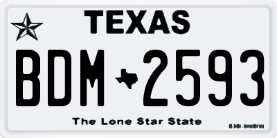 TX license plate BDM2593